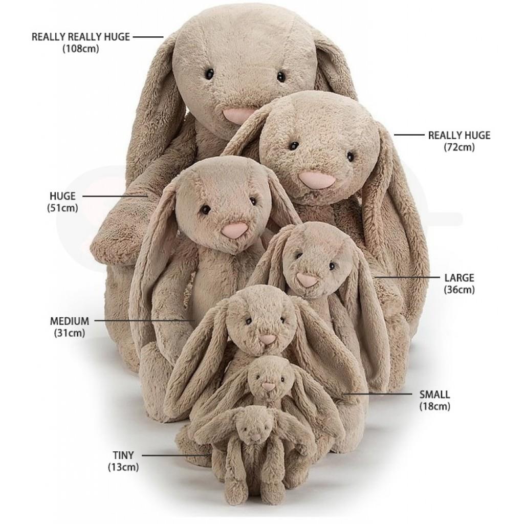 Jellycat med navn 108 cm bashful kanin beige