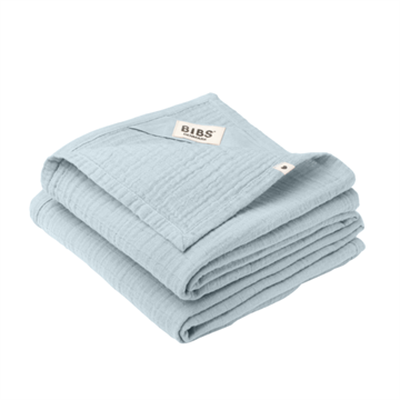 Muslin stofble med navn Babyblue